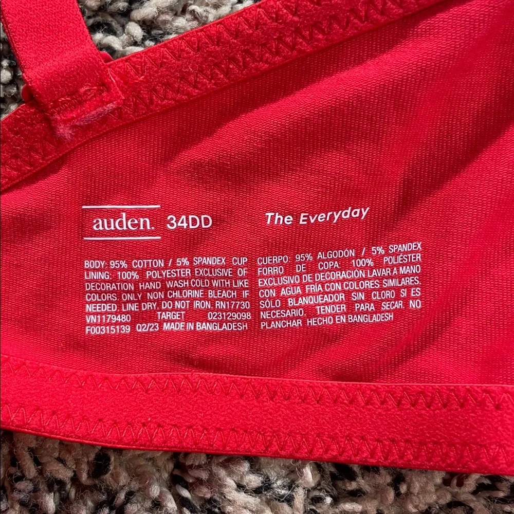 π Auden The Everyday Vibrant Red Bra Size 34DD | NWT - Picture 3 of 4